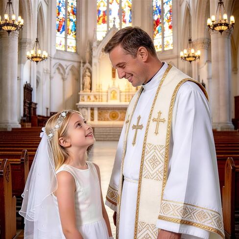 3 Pcs First Communion Veil Set Gloves Headpiece 1st Holy Communion Accessories White Lace Veil Flower Crown for Wedding Party Costume in Saudi Arabia