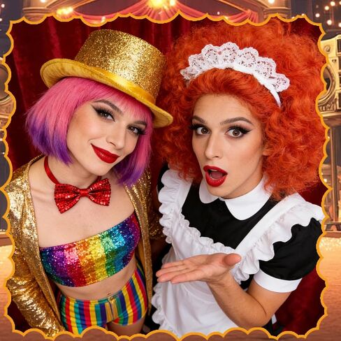 Retro Stage Shiny Top Hat & Bow Tie Costume Set Suitable for Horror Show Themed Parties Halloween in Saudi Arabia
