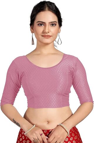 themilestocks Women's Blouses Readymade Gold Stretchable Saree Crop Top Choli Free Size in Saudi Arabia