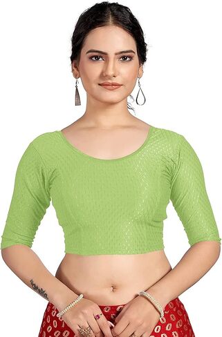 themilestocks Women's Blouses Readymade Gold Stretchable Saree Crop Top Choli Free Size in Saudi Arabia