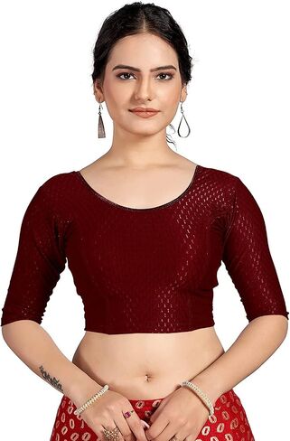 themilestocks Women's Blouses Readymade Gold Stretchable Saree Crop Top Choli Free Size in Saudi Arabia