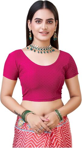 themilestocks Women's Blouses Readymade Gold Stretchable Saree Crop Top Choli Free Size in Saudi Arabia