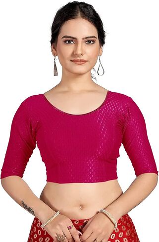 themilestocks Women's Blouses Readymade Gold Stretchable Saree Crop Top Choli Free Size in Saudi Arabia