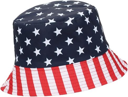 USA-Flag-Bucket-Hat للجنسين مخطط واسع حافة قبعة الشمس قبعة صياد عادية للرجال النساء السفر في الهواء الطلق الشاطئ in Kuwait