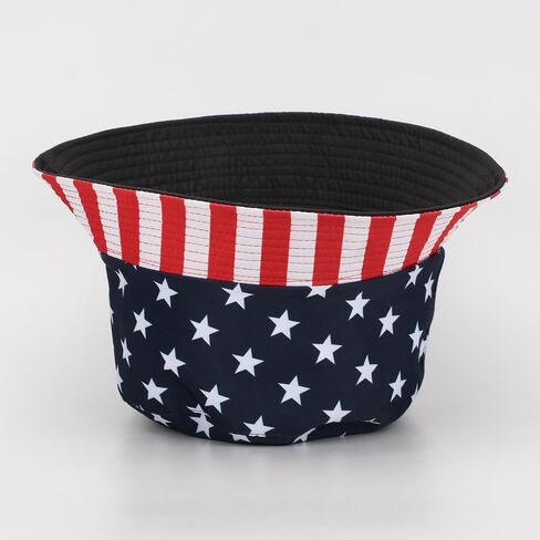 USA-Flag-Bucket-Hat للجنسين مخطط واسع حافة قبعة الشمس قبعة صياد عادية للرجال النساء السفر في الهواء الطلق الشاطئ in Kuwait