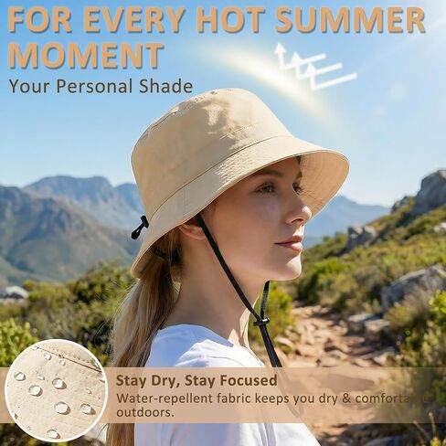 Bucket Hats for Women Ponytail UV Protection Sun Hat Packable Waterproof Quick Dry Hat for Travel Hiking Fishing in Saudi Arabia