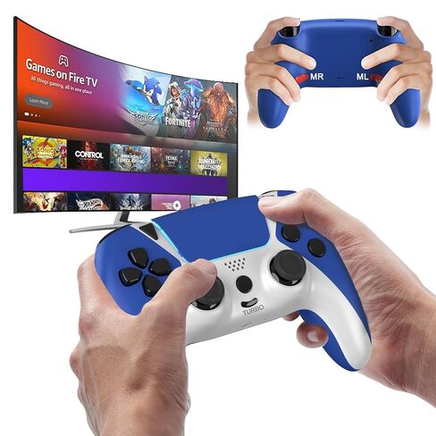 PC/PS4 Controller,Ymir Multi-Platform Wireless Remote for PlayStation 4,Steam,iOS, Android, Mac,Tesla with 2 Back Paddles,Turbo Function,1200 mAh Battery (Black) in Kuwait