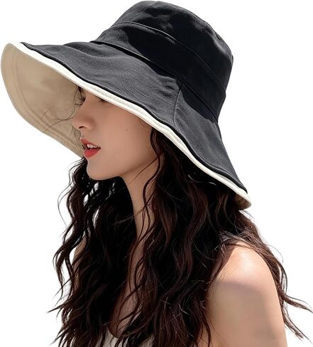 Sun Hats for Women Reversible Wide Brim Foldable Bucket Outdoor UV Protection Summer Beach Hat for Hiking Beach Travel in Saudi Arabia