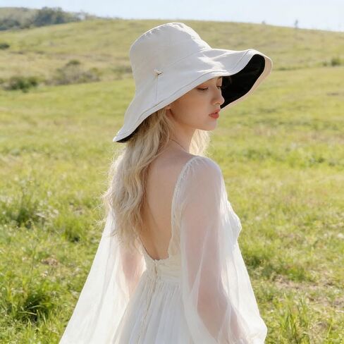 Sun Hats for Women Reversible Wide Brim Foldable Bucket Outdoor UV Protection Summer Beach Hat for Hiking Beach Travel in Saudi Arabia