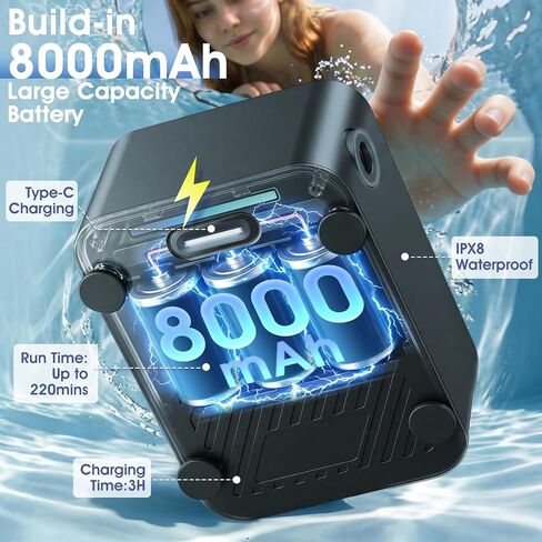 Portable Shower with Heater,8000Mah Battery Powered Portable Camping Shower with 2000W Auto-Off Heater,Outdoor Heated Camping Shower,Portable Heated Shower Pump with Larger Digital Display & 6 Spray in Kuwait