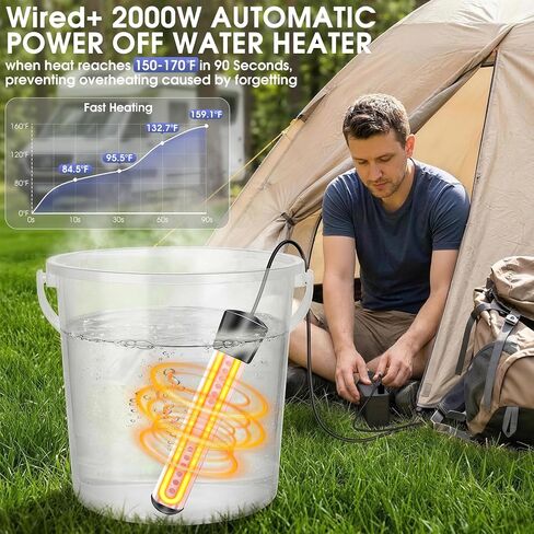 Portable Shower with Heater,8000Mah Battery Powered Portable Camping Shower with 2000W Auto-Off Heater,Outdoor Heated Camping Shower,Portable Heated Shower Pump with Larger Digital Display & 6 Spray in Kuwait