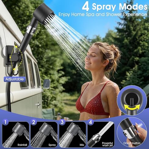 Portable Shower with Heater,8000Mah Battery Powered Portable Camping Shower with 2000W Auto-Off Heater,Outdoor Heated Camping Shower,Portable Heated Shower Pump with Larger Digital Display & 6 Spray in Kuwait