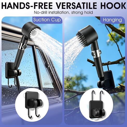 Portable Shower with Heater,8000Mah Battery Powered Portable Camping Shower with 2000W Auto-Off Heater,Outdoor Heated Camping Shower,Portable Heated Shower Pump with Larger Digital Display & 6 Spray in Kuwait
