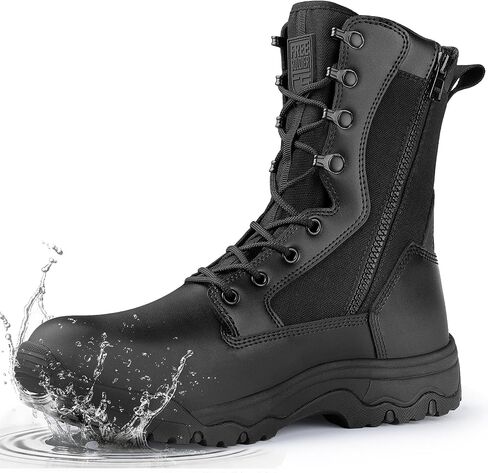 FREE SOLDIER Men's Work Tactical Boots 8 Inches Side Zipper Lightweight Combat Boots Durable Suede Leather Military Boot Desert Boot in Kuwait