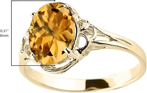 Modern Contemporary Rings 14k Yellow Gold November Birthstone Genuine Oval Citrine Gemstone Solitaire Ring in Saudi Arabia