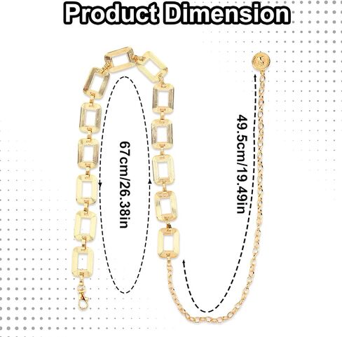 Mikovivi Chunky Belt for Woman, Adjustable Metal Gold Waist Body Chain Fashionable Belly Link Belt for Dresses Vest Jeans Pants Trousers in Kuwait