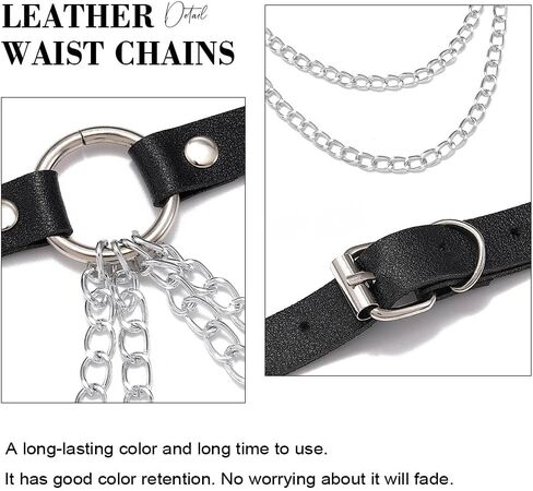 Leather Waist Chain Belt Black Fashion Rave Body Accessories for Women in Saudi Arabia