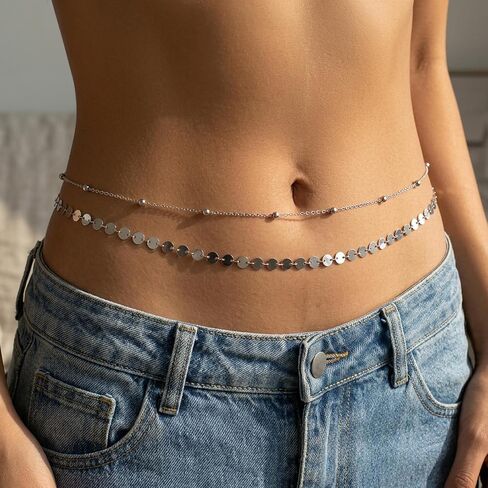 Waist Beads for Women, Boho Belly Chains, Waist Chain for Womens Simple Body Belly Chains Beach Accessories, Adjustable Body Chain Jewelry for Beach, 26.77-52.36 Inch in Kuwait