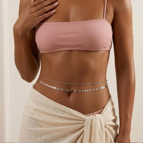 Waist Beads for Women, Boho Belly Chains, Waist Chain for Womens Simple Body Belly Chains Beach Accessories, Adjustable Body Chain Jewelry for Beach, 26.77-52.36 Inch in Kuwait