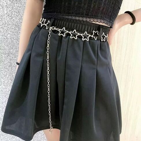 Silver Metal Star Waist Chain Belt, 39in Adjustable Hollow Star Body Chain for Women, for Dresses in Kuwait
