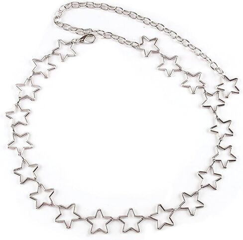 Silver Metal Star Waist Chain Belt, 39in Adjustable Hollow Star Body Chain for Women, for Dresses in Kuwait