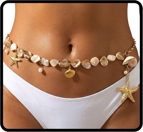 Seashell Waist Chain Belt Body Chain Oceanic Jewelry Accessories for Women (Gold) in Saudi Arabia