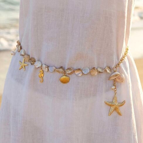 Seashell Waist Chain Belt Body Chain Oceanic Jewelry Accessories for Women (Gold) in Saudi Arabia
