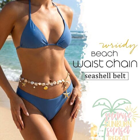 Seashell Waist Chain Belt Body Chain Oceanic Jewelry Accessories for Women (Gold) in Saudi Arabia