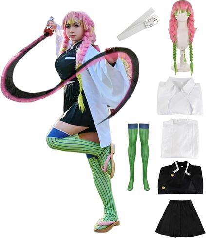 Buyoem Mitsuri Cosplay Costume Women’s Adult Kimono Uniform Full Set Outfit With Wig in Saudi Arabia