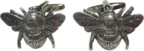 Kiola Designs أزرار أكمام ذات لون فضي من نوع Bumble Bee Bug Insect in Kuwait