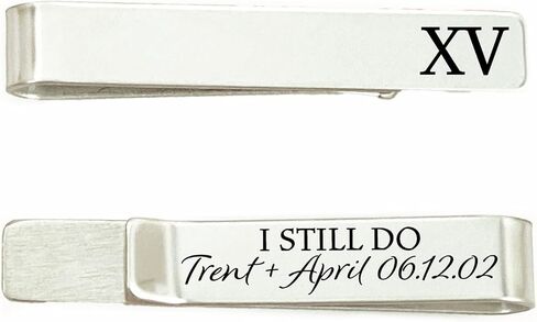 I Still Do Tie Clip Husband Tie Bar Anniversary Metal 11 years Gift Stainless Steel Silver Personalized Initials From Wife Married for Him STILL-DO-TIE in Kuwait