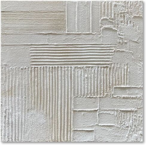 Diathou Art Hand-drawn white abstract art oil painting in modern minimalist style, suitable for art furniture, office wall decoration. 24x24 inches in Saudi Arabia