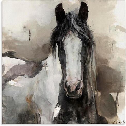 Stupell Industries Grey & Beige Horse Abstract Canvas Wall Art Design by Marilyn Hageman in Kuwait
