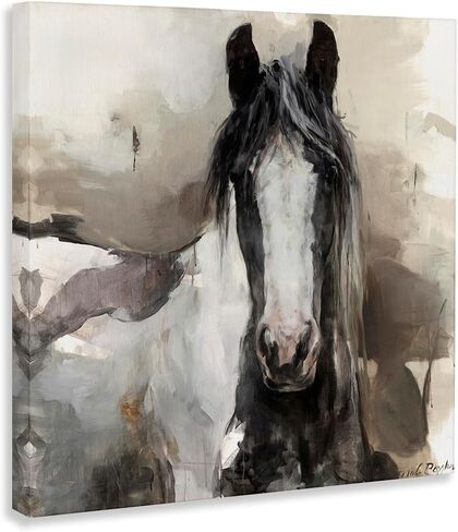 Stupell Industries Grey & Beige Horse Abstract Canvas Wall Art Design by Marilyn Hageman in Kuwait