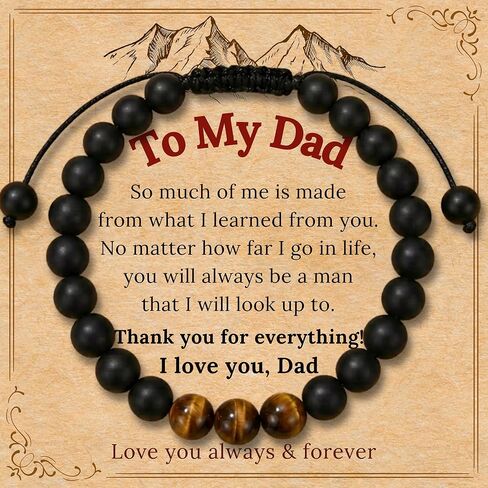 Gift for Dad New Dad Stepdad Men Husband, Cross Bead Bracelet for Father, Bracelet Father's Day Birthday Jewelry Gifts for Him in Saudi Arabia