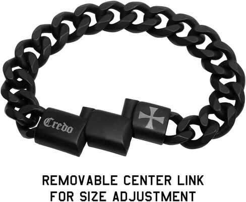 Hero Company Black Cuban Link Bracelet for Men ‘Knights Templar Sacred Oath’ - Helps Pair Veterans with a Service Dog or Shelter Dog in Saudi Arabia