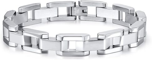 VNOX Silver Link Bracelet for Men - Diamond Cut Mens Metal Stainless Steel Chain Bracelets Elegant Jewelry Gift for Men Dad Boyfriend in Kuwait