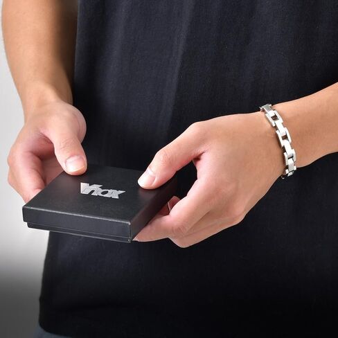 VNOX Silver Link Bracelet for Men - Diamond Cut Mens Metal Stainless Steel Chain Bracelets Elegant Jewelry Gift for Men Dad Boyfriend in Kuwait