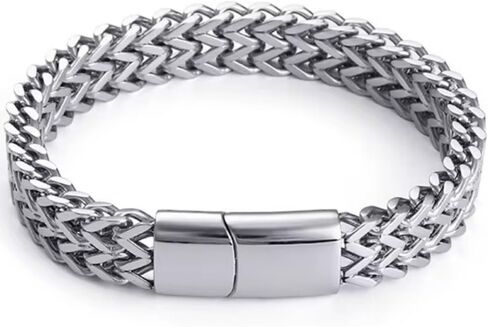 Stainless Steel Bracelet for Men, Magnetic Clasp, Franco Chain Design in Saudi Arabia