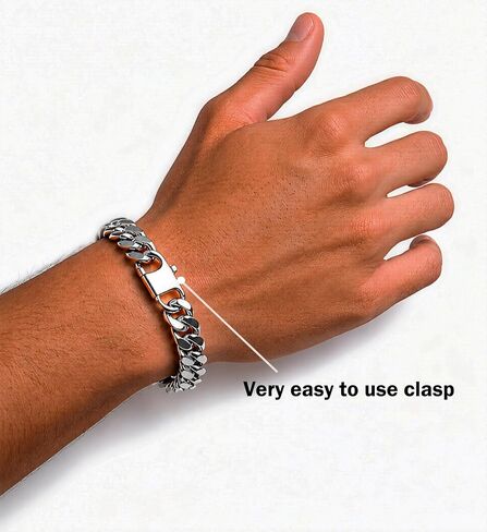 8.5mm Mens Silver Black 316L Diamond-cut Stainless Steel Cuban Link Chain Bracelet for Men, Durable Classic Wrist Jewelry, Gift for Him in Saudi Arabia