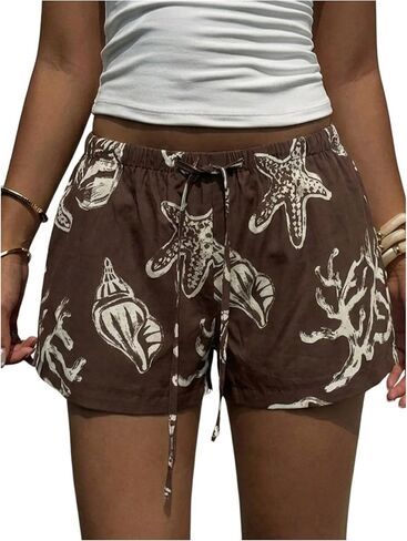 MakeMeChic Women's Boho Starfish Shorts Drawstring High Waisted Beach Vacation Shorts in Kuwait