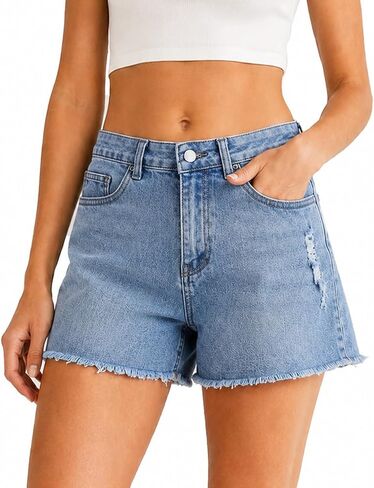 Lileyas Jean Shorts Women Pack Denim Shorts Jorts Ripped Edge Casual for Ladies High Waist and Stretchy for 2026 Summer in Saudi Arabia