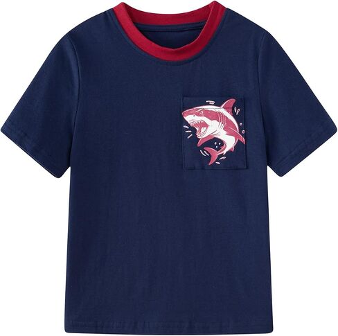 Boys T-Shirts with Pocket Graphic 4-8 Years Kids Tshirt Summer Casual Short Sleeve Cotton Tee Shirts in Saudi Arabia