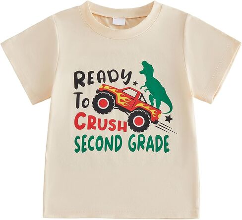 Pudcoco Kids Boys أول يوم من المدرسة قميص ديناصور جاهز لسحق مرحلة ما قبل الروضة 1st 2nd 3rd 4th 5th الصف تي شيرت in Kuwait
