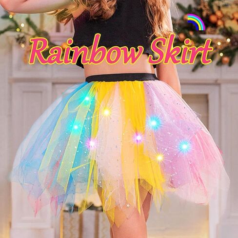 تنورة REETAN المضيئة بألوان قوس قزح Tutus التنورة اللامعة LED Tutu Glow للفتيات in Kuwait