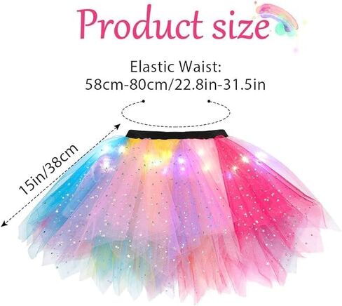 تنورة REETAN المضيئة بألوان قوس قزح Tutus التنورة اللامعة LED Tutu Glow للفتيات in Kuwait