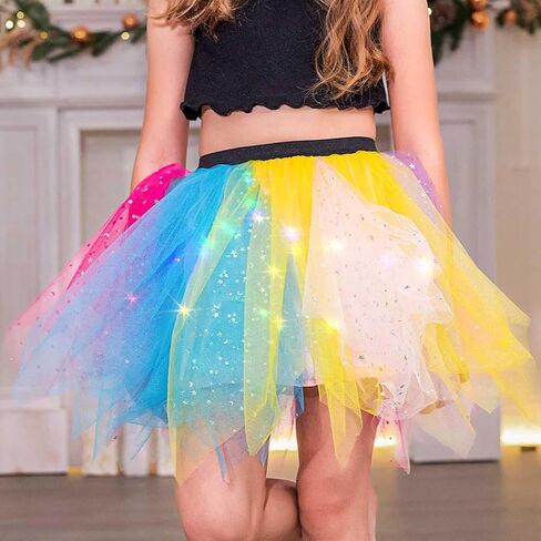 تنورة REETAN المضيئة بألوان قوس قزح Tutus التنورة اللامعة LED Tutu Glow للفتيات in Kuwait