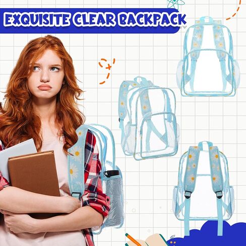 Amylove 48 Pcs Clear Backpacks Bulk Heavy Duty Transparent PVC Bookbag for Stadium Security Travel (15 Inches,Colorful) in Kuwait