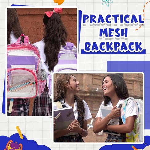 Amylove 48 Pcs Clear Backpacks Bulk Heavy Duty Transparent PVC Bookbag for Stadium Security Travel (15 Inches,Colorful) in Kuwait