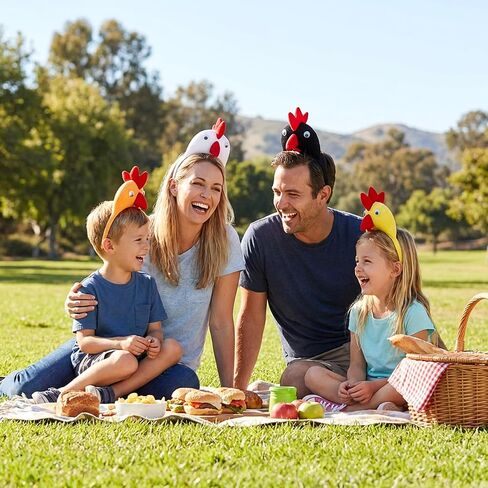 DECHOUS 4Pcs Chicken Headbands Easter Costume Plush Rooster Headbands 3D Chicken Hat Cosplay Headpiece for Party, Easter Outfit, Fit Women Adult Kids Costume in Kuwait